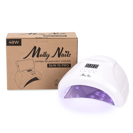 Lampada UV/LED per unghie da 48 W Molly Nails per smalti ibridi, gel e acrilogel, bianca, SUN 1S PRO, cavo lungo 3 m