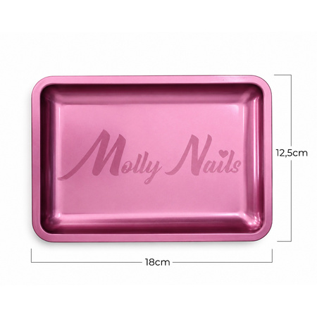 MollyNails Rectangular Pink Metal Tool Tray