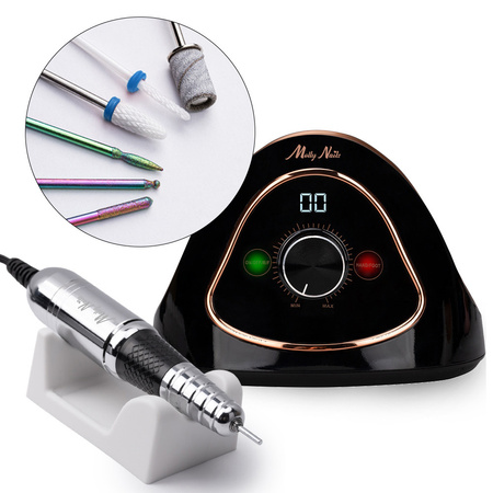 68W MollyNails nail drill for manicure and pedicure, black and gold, M15, 45,000 rpm
