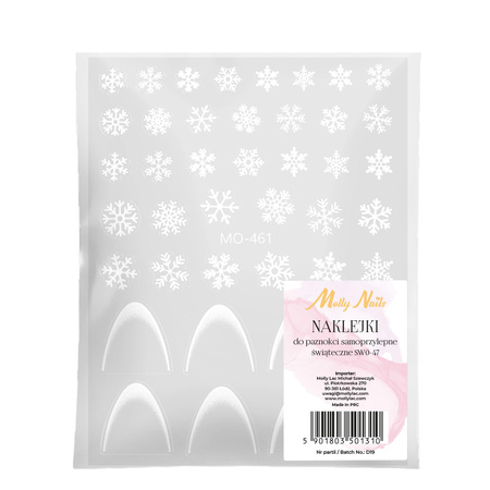 Naklejki do paznokci samoprzylepne świąteczne/ French/ Francuska linia uśmiechu MollyNails MO-461