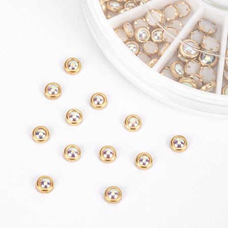Décorations pour ongles « carrousel » avec des perles MollyNails dorées, environ 150 pièces