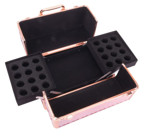 Estuche de cosméticos M para esmaltes Diamond 3D, herrajes en oro rosa