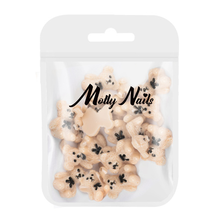 MollyNails 3D brown teddy bear nail decorations, 20 pieces