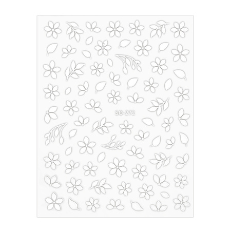 Autocollants pour ongles fins, fleurs, SO-272, blancs