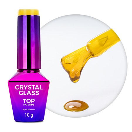 Top colorido sin necesidad de limpiar Crystal Glass MollyNails Yellow, sin HEMA ni Di-HEMA, 10 g