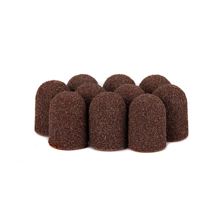 Capuchones abrasivos para pedicura con interior de algodón, 16 mm, grano 80, marrones, AlleMed, 10 unidades