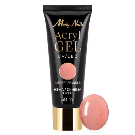 Gel acrilico Polygel per ricostruzione e extension AcrylGel MollyNails senza HEMA/Di-HEMA Sunset Sparkle 30 ml