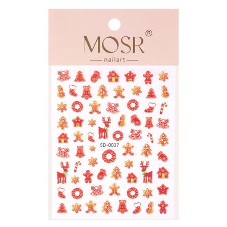 Autocollants 3D pour ongles, motif de Noël, 5D-0037