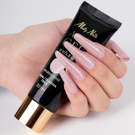 Gel acrylique Polygel pour extension des ongles AcrylGel MollyNails sans HEMA/Di-HEMA Sparkle Rose 30 ml