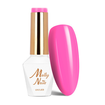 Vernis hybride LED/UV Gel Polish MollyNails Power Flower n° 724 Fuchsia, sans HEMA/Di-HEMA, 8 g