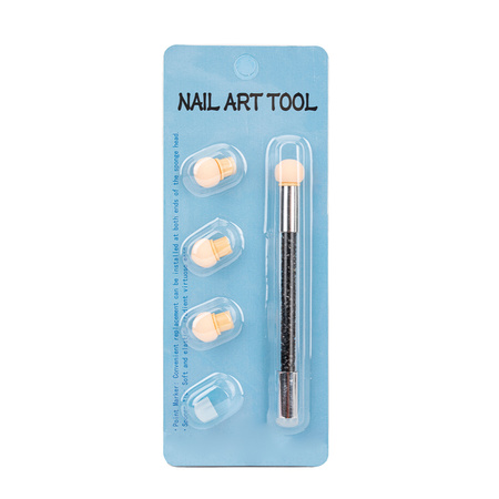 Doppelseitiger Schwammpinsel für Ombré und Nail-Art-Stempel mit Strasssteinen, schwarz