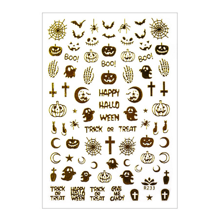 Adhesivos finos para uñas de Halloween R233 dorados
