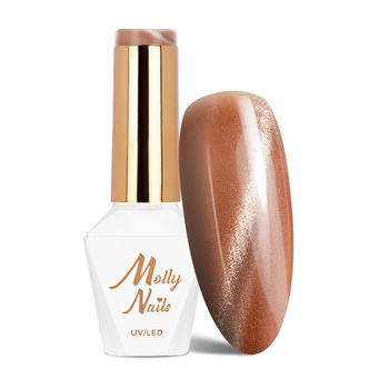 Esmalte híbrido LED/UV Gel Polish Browns Cat Eye Metallic n.º 215 MollyNails sin HEMA/Di-HEMA, 8 g