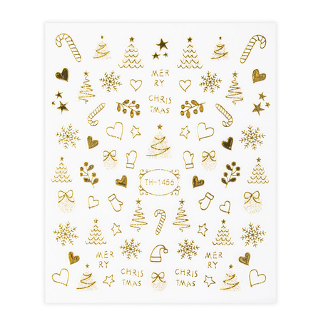 Autocollants pour ongles de Noël dorés MollyNails TH-1456