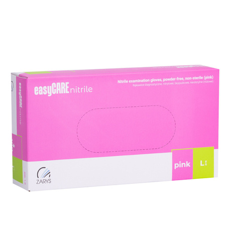 Одноразові діагностичні та захисні нітрилові рукавички Easycare nitrile Pink, розмір L, рожеві, 100 шт.