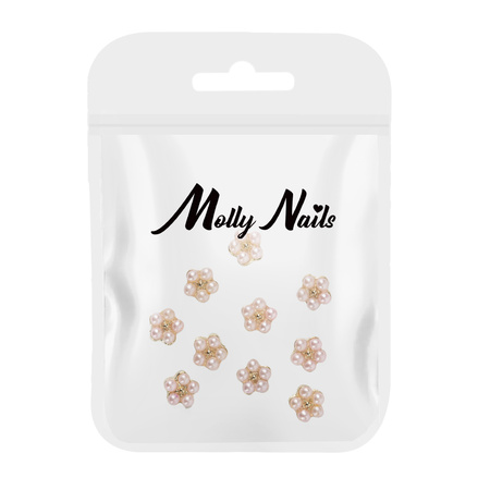 Décorations pour ongles : fleurs en perles 3D MollyNails n° 2, 10 pièces