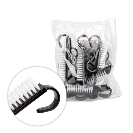 Spazzolino per manicure e polvere, piccolo, nero, 10 pezzi
