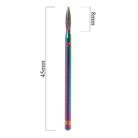 Fraise diamantée Unicorn arc-en-ciel, forme en larme étroite, rouge, n° 31