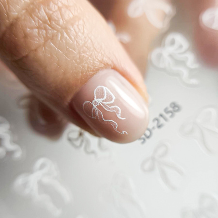 Selbstklebende 5D-Nagelaufkleber mit weißen Schleifen SD-2158 MollyNails
