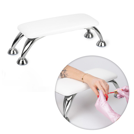 Soporte para manicura con patas plateadas de MollyNails, blanco
