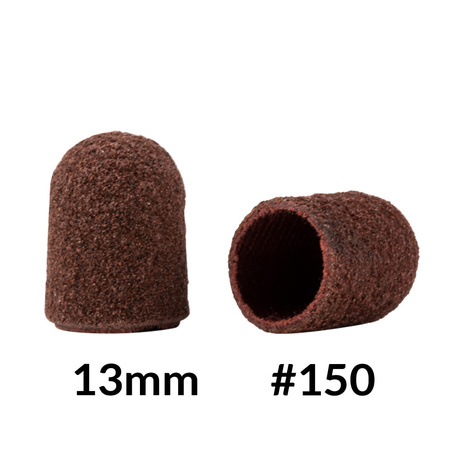 Cappucci abrasivi per pedicure con interno in cotone, 13 mm, grana 150, marroni, AlleMed, 10 pezzi