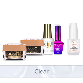 MollyNails PRO MATCH SYSTEM 4+1 Clear: 3 Aufbau-Gele + Unterlack + Doctor Top 15 g