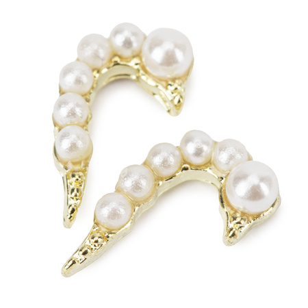 Décorations pour ongles en forme de cœur 3D MollyNails, blanc perlé, 10 pièces