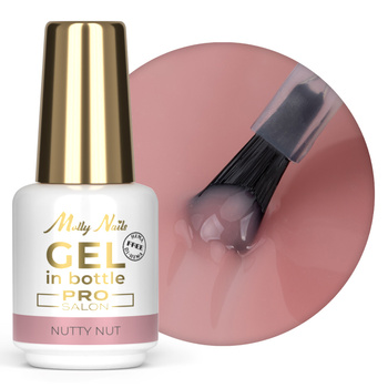 Aufbaugel in der Flasche mit Pinsel „Gel in Bottle“ von MollyNails Pro Salon, Nutty Nut, HEMA/Di-HEMA-frei, 15 g
