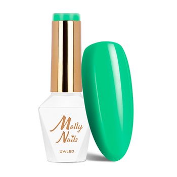 Vernis hybride MollyNails Green Party Crystal Grass sans HEMA/Di-HEMA, 8 g, n° 84