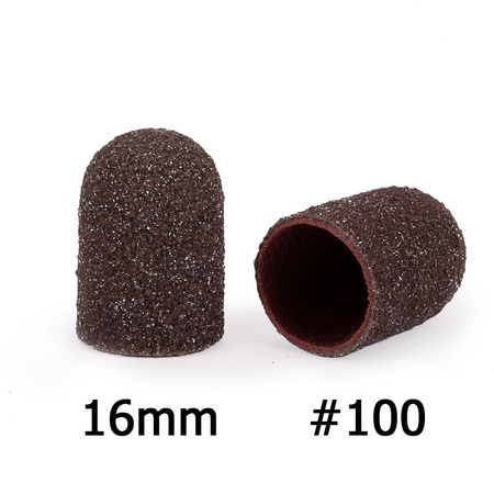 Cappucci abrasivi per pedicure con interno in cotone, 16 mm, grana 100, marroni, AlleMed, 10 pezzi