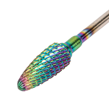 Fresa profesional de cobalto-tungsteno con acabado iridiscente, modelo Flame M 3/32" n.º 3