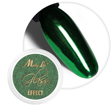 Mirror dust effect for nail art MollyLac Glass Effect Green No. 9