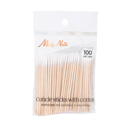 Cotons-tiges en bois MollyNails, 7 cm, 100 pièces