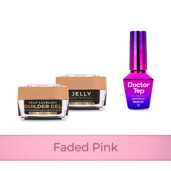 MollyNails PRO MATCH SYSTEM 2+1 Faded Pink: 2 geles de construcción + Doctor Top 10 g