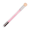 Double-sided sponge brush for ombre and nail art stamp with pink rhinestones