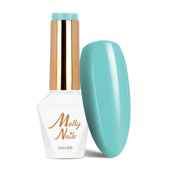 Esmalte híbrido MollyNails Blue Sky Ocean Blue sin HEMA ni Di-HEMA, 8 g, n.º 111
