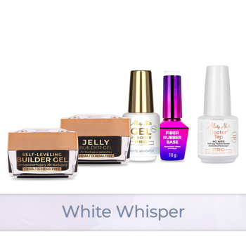 MollyNails PRO MATCH SYSTEM 4+1 White Whisper 3 builder gels + base + Doctor Top 15g