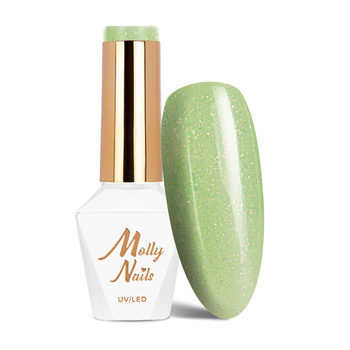 MollyNails Green Party Glitter Green HEMA/Di-HEMA Free Hybrid Nail Polish 8g No. 81