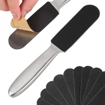 Pedicure grater with 10 replaceable inserts, 21.5 cm, metal, silver