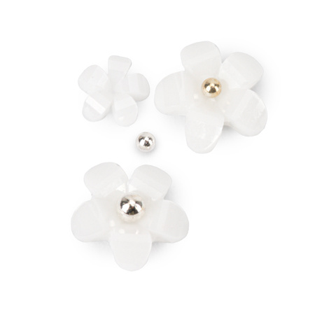 Nageldekoration: Acrylblumen + MollyNails-Kügelchen, weiß, 150 Stück