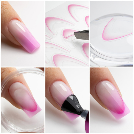 Gradient adhesive nail stickers/French/Ombre/French smile line 23 pcs. light pink SD-1930