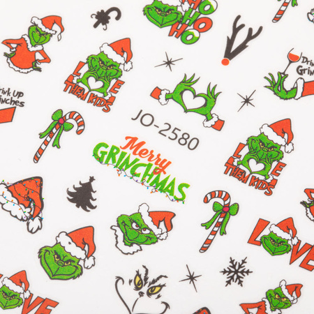 Adesivi natalizi per unghie Grinch di MollyNails JO-2580