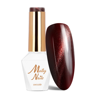 Гібридний лак LED/UV Gel Polish Reds Cat Eye Red № 237 MollyNails без HEMA/Di-HEMA, 8 г