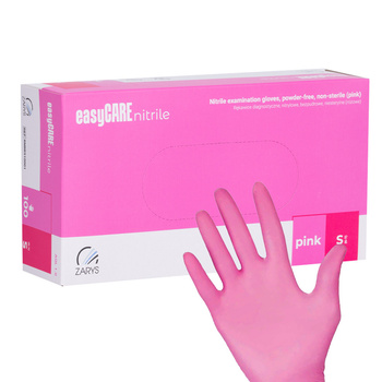 Easycare Pink Disposable Nitrile Diagnostic and Protective Gloves, Size S, 100 Count