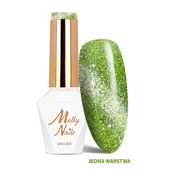 Vernis hybride LED/UV Gel Polish Cat Eye Glacier Crush n° 250 Emerald MollyNails sans HEMA/Di-HEMA 8 g
