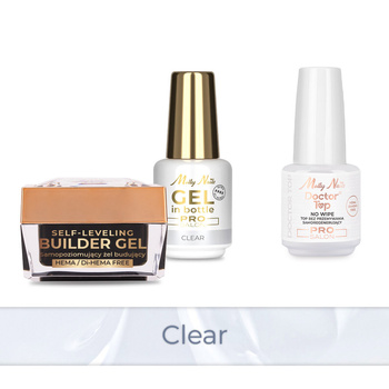 MollyNails PRO MATCH SYSTEM 2+1 Clear 2 builder gels + Doctor Top 15g