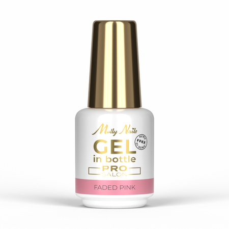 Aufbaugel in der Flasche mit Pinsel „Gel in Bottle“ von MollyNails Pro Salon, Faded Pink, HEMA/Di-HEMA-frei, 15 g