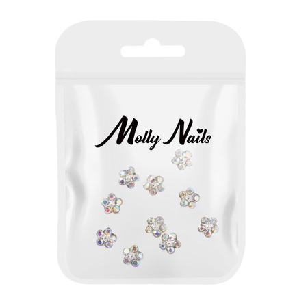 Décorations pour ongles : fleurs 3D MollyNails K1124, lot de 10