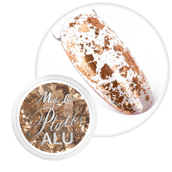 MollyLac metallic nail dust Aluminum flakes, precious gold, 0.2 g, No. 3