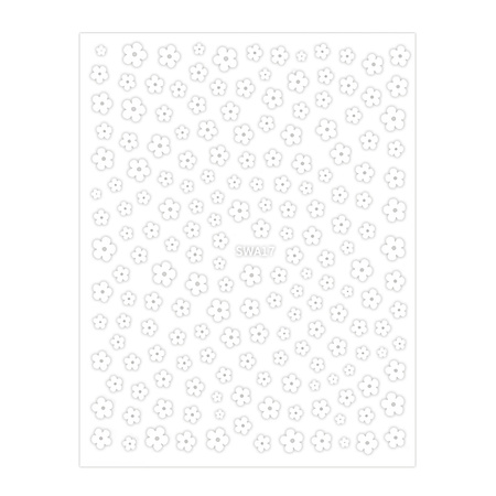 Autocollants pour ongles fins, fleurs, SWA17, blancs